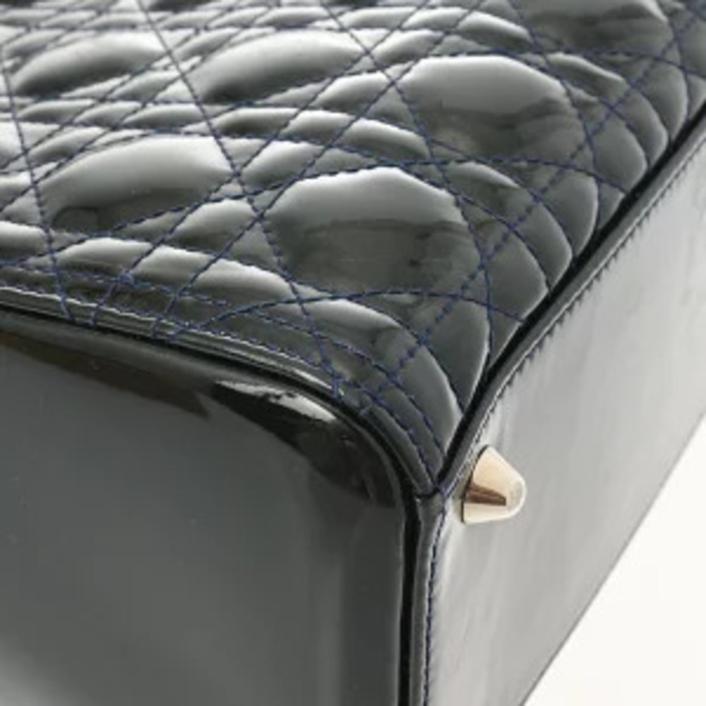 Dior LADY Cannage bag black Patent Vernis leather handbag - Picture 6 of 9
